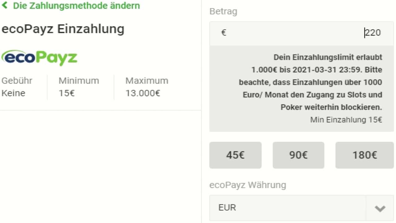 Casino mit ecoPayz Einzahlung