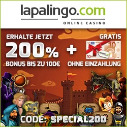 10 Euro Bonus ohne Einzahlung Lapalingo Casino