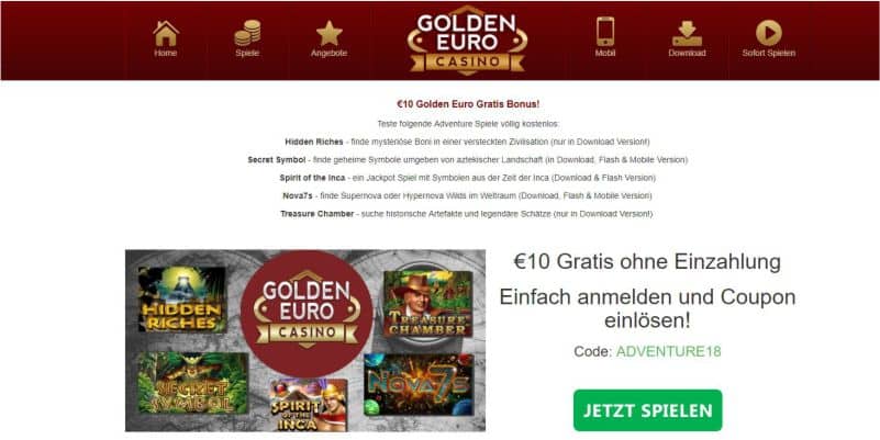 Golden Euro Casino Bonus neu