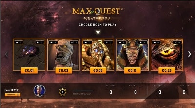 Max Quest - Wrath of Ra Spielautomat - Rooms