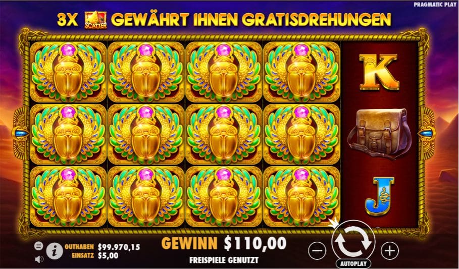 Scarab Queen Gewinn