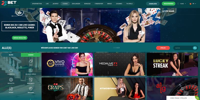 22 BET Casino Test