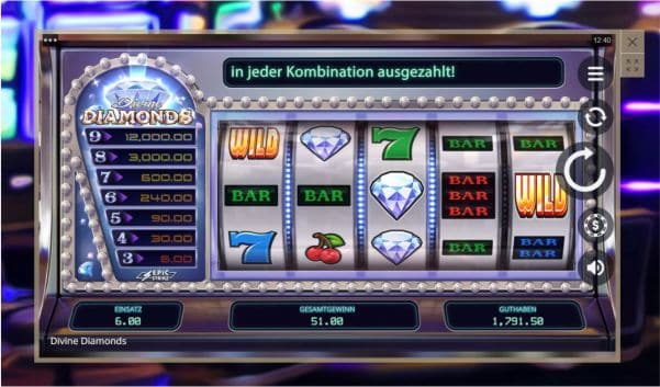 Divine Diamonds Slot Gewinn