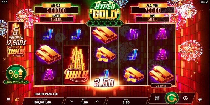 Play the Hyper Gold Video Slot by Gameburger Studios 