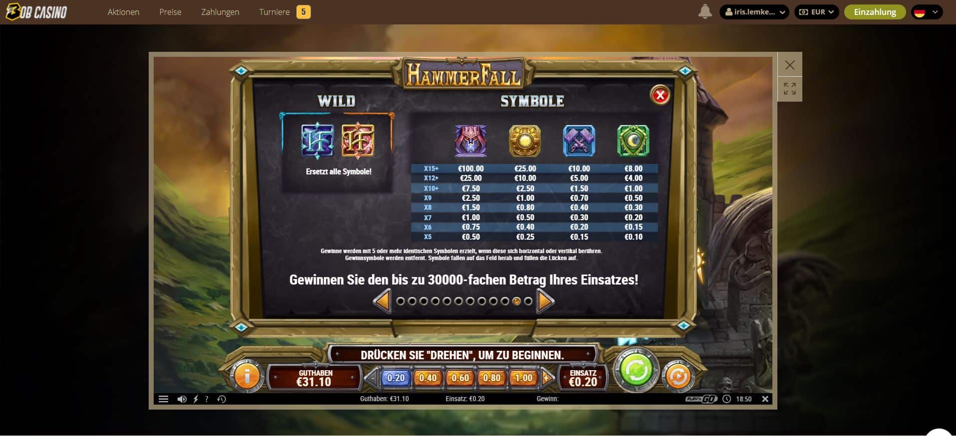 Hammerfall Slot Symbole