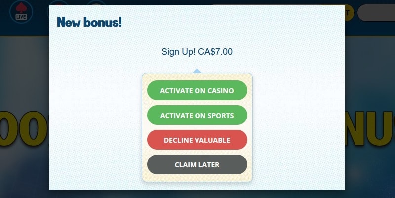 'Activate on Casino'