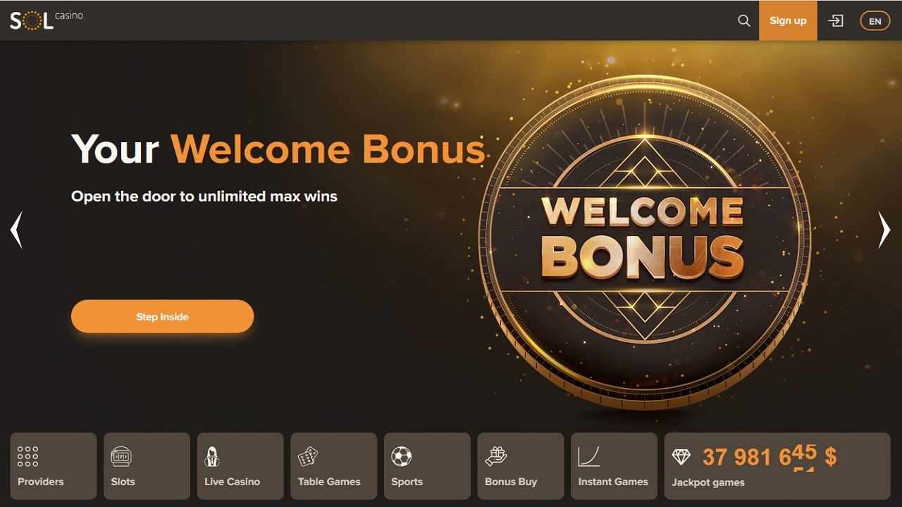 Grab Our Sol Casino Bonus Code for 50 Free Spins + Deposit Match up to