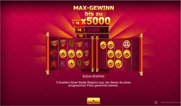 Budai Reels Slot Gewinn