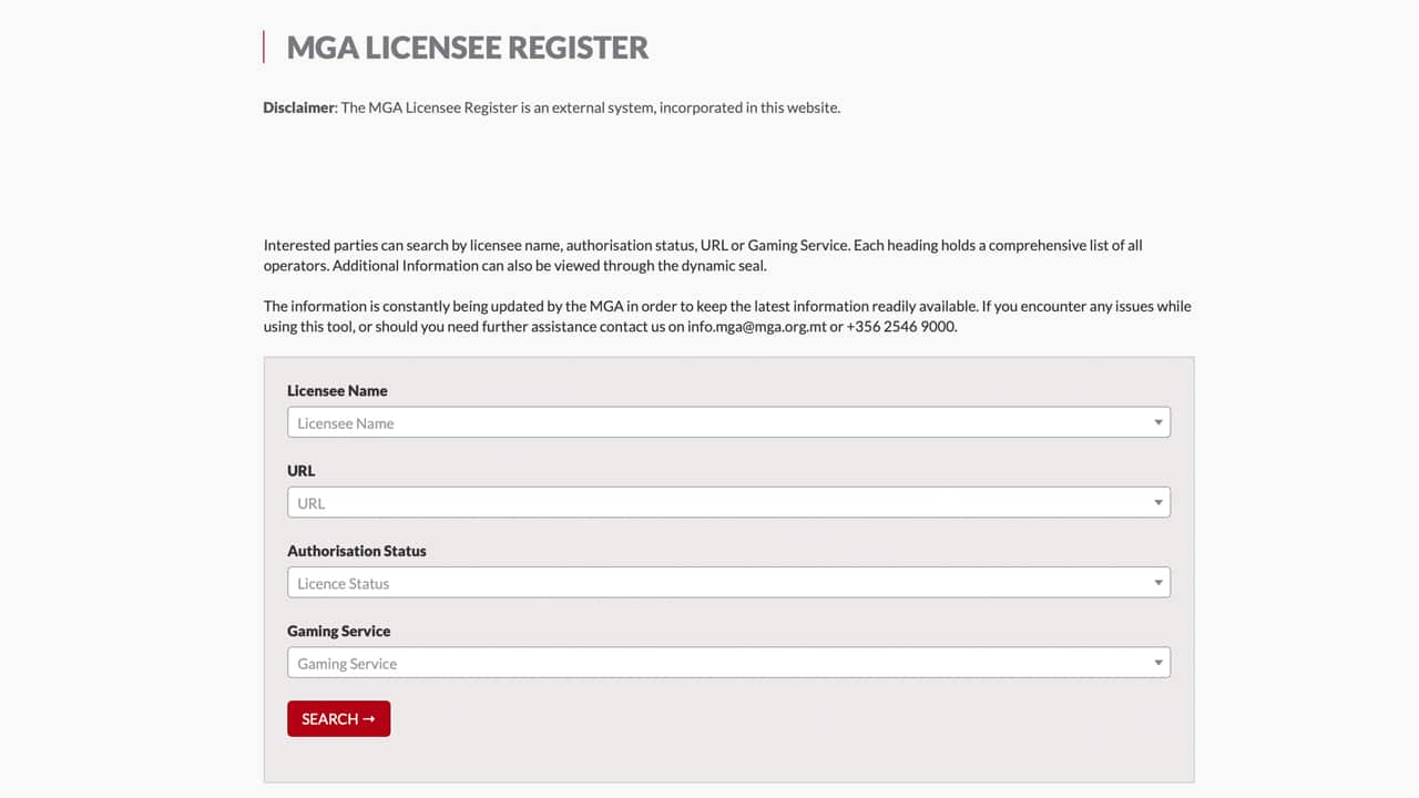 Auf der Malta Gaming Authority Homepage lassen sich alles Daten von Lizenznehmern abrufen!