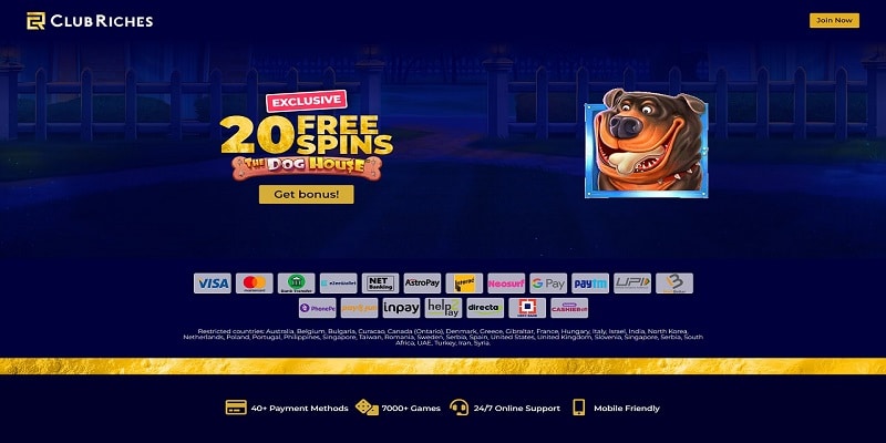 The 20 Free Spins Club Riches Casino No Deposit Bonus