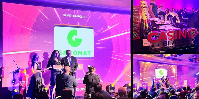 Gamomat nimmt CasinoBeats Award 2023 mit.