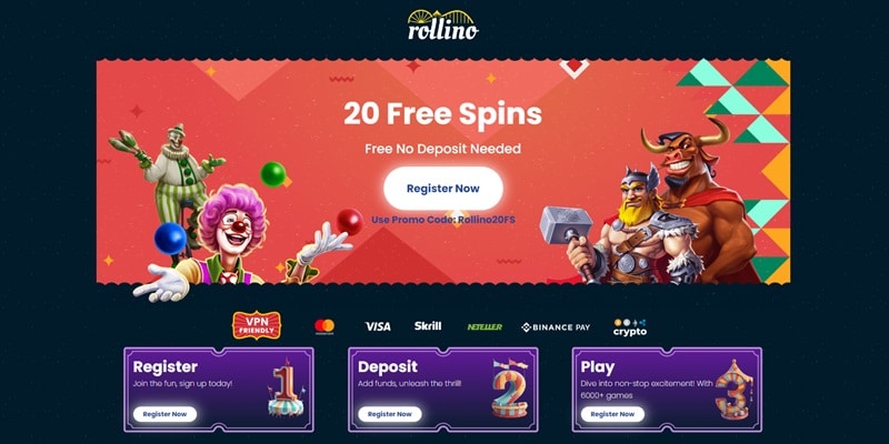 Rollino 20 Free Spins No Deposit