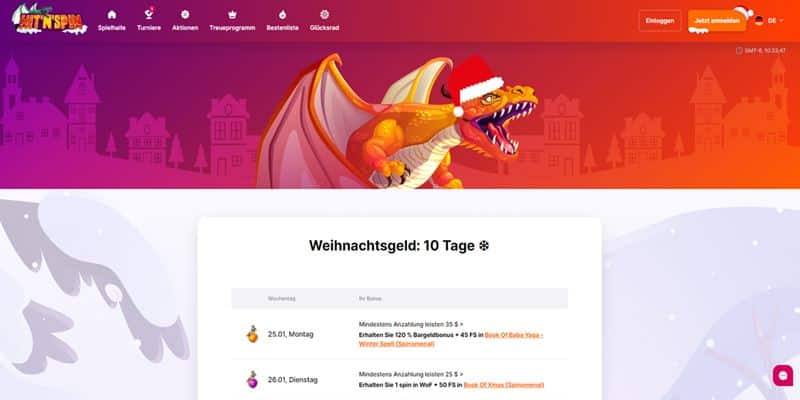 Hit'N'Spin 10 Tage Weihnachtsgeld 2023 