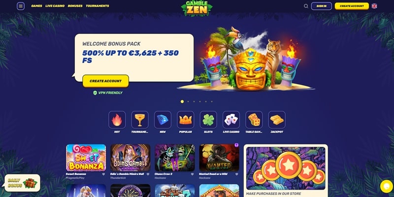 Gamblezen Casino Login Page