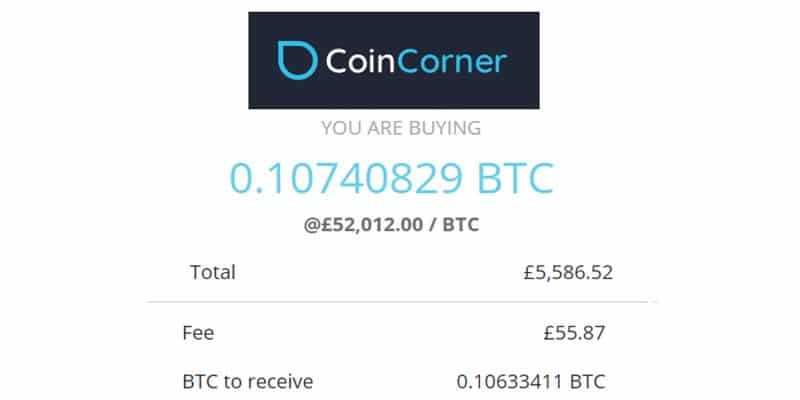 Coincorner BTC Exchange Rate