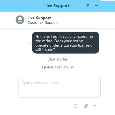 Live Support Screenshot