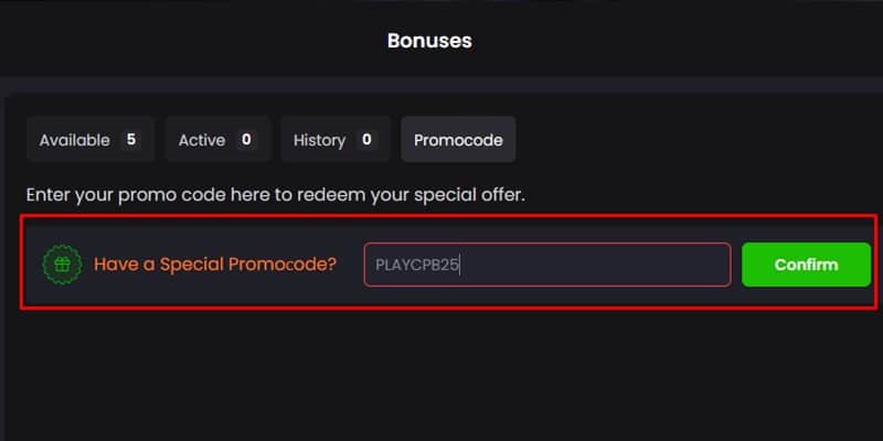 Asino Bonuses Promo Code Section