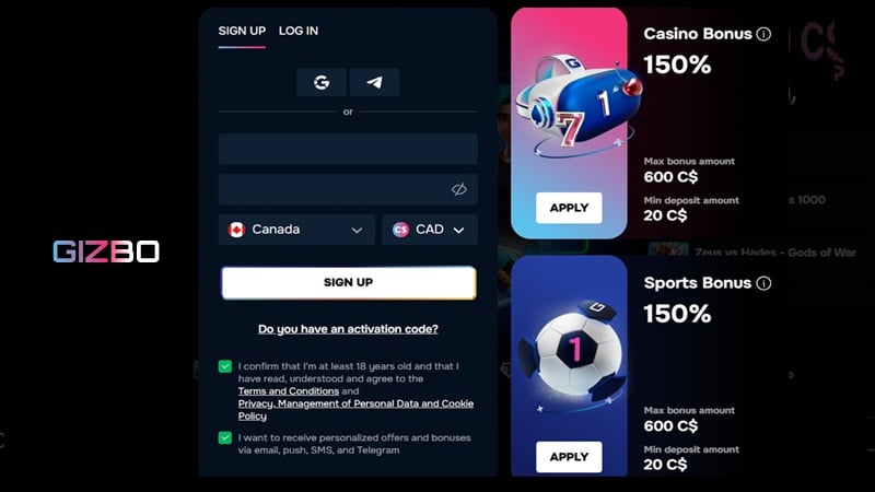 Gizbo Casino Free Spins Bonus