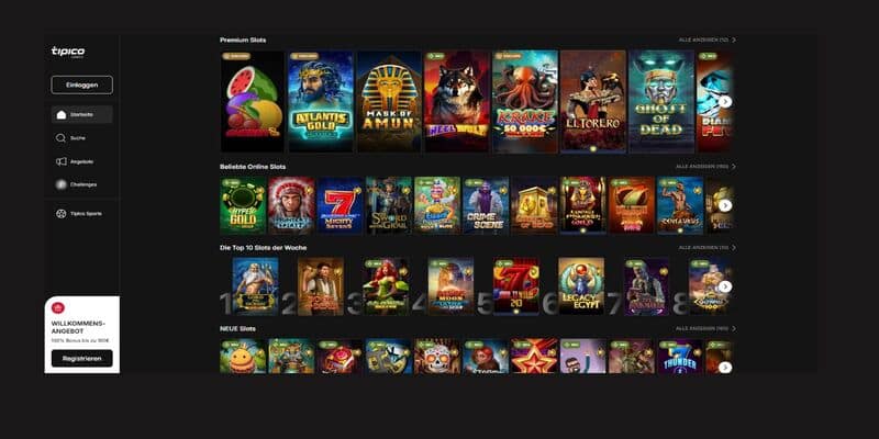 Tipico führt die bekanntesten Spielautomaten in seinem Online Casino.