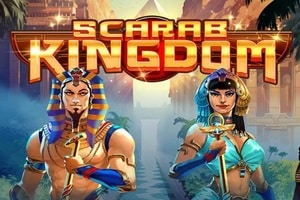 Scarab Kingdom slot logo with Egyptian pharaoh and queen characters