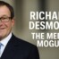 Richard Desmond portrait wearing a navy suit and blue tie for a media mogul news article
