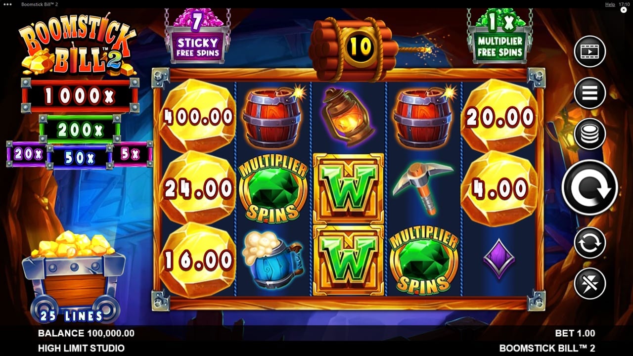 Boomstick Bill 2 Slot Game | High Limit Studio – Weekly Review Boomstick Bill 2 slot game screenshot showing reels with multiplier free spins, sticky wilds, and bonus features by High Limit Studio