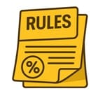 ellow rules document icon with percentage symbol