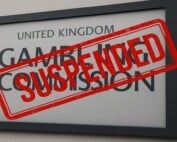 United Kingdom Gambling Commission certificate with red suspended stamp overlay