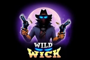 Wild Wick Slot by BGaming Wild Wick slot game logo featuring black cat gunslinger character with dual pistols against purple moon background with bold yellow and white western-style text