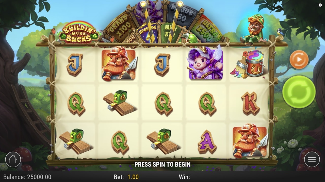 Buildin’ More Bucks Slot Game | Play’n GO – Weekly Review Buildin' More Bucks slot game screenshot showing Irish-themed reels with leprechaun characters, progressive jackpots, wooden traps, and card symbols - Play'n GO