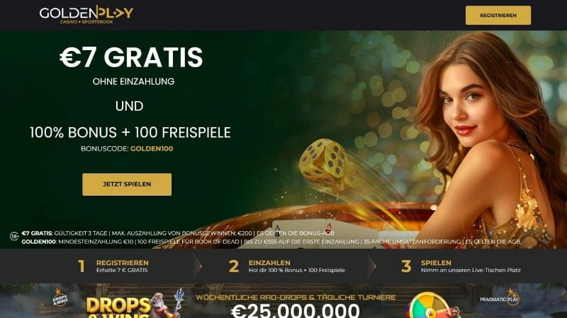 Homepage vom GoldenPlay Casino