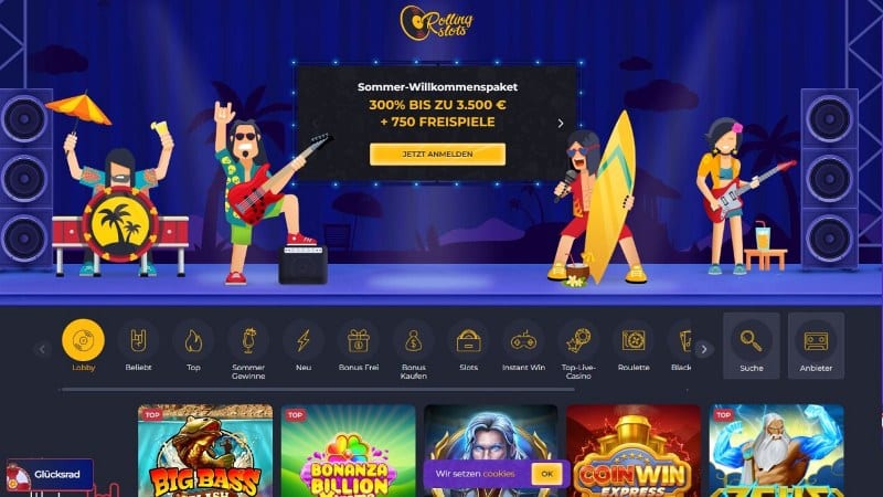 Rolling Slots Casino Bild Homepage
