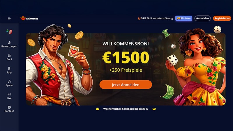 Spinmacho Casino Bild Homepag