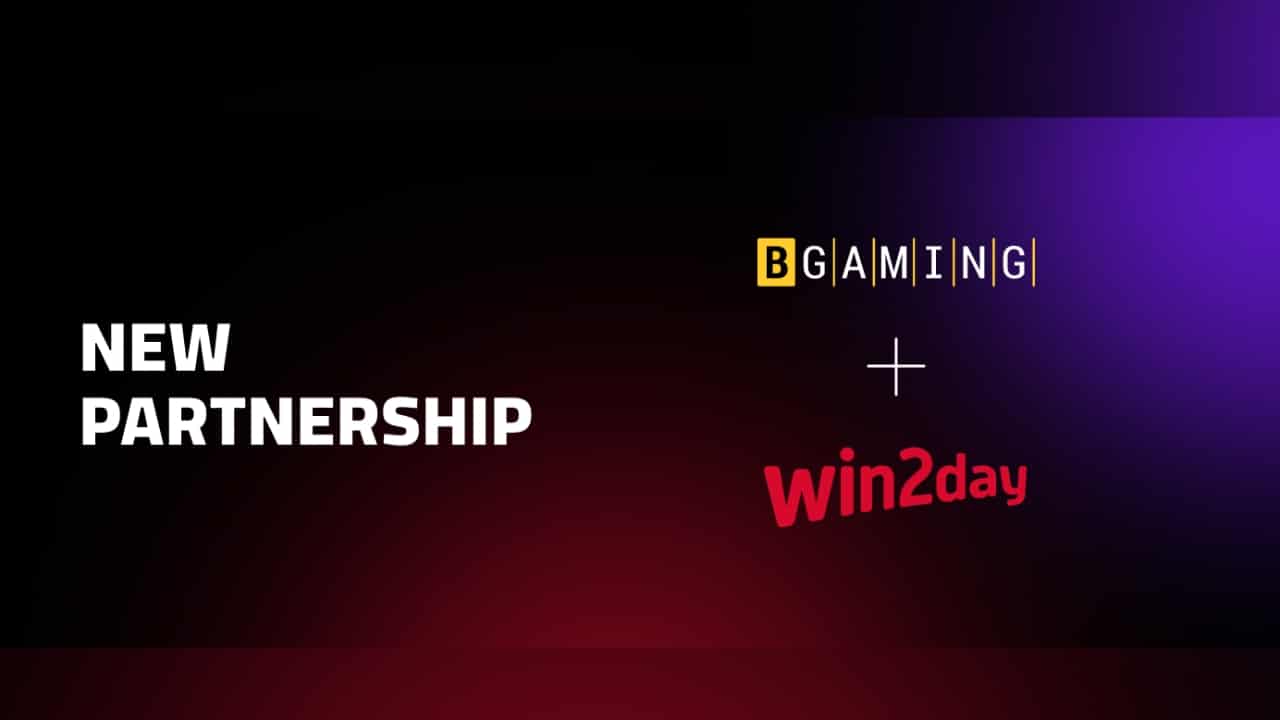 Bekanntgabe der Partnerschaft zwischen BGaming und win2day mit beiden Logos.
