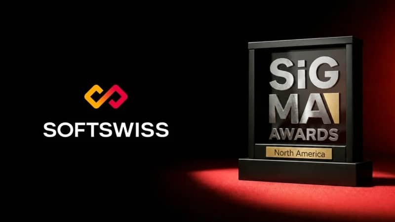SOFTSWISS Logo neben dem SiGMA North America 2026 Award.